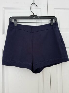 Under Skies Navy Lace-Trim Dress Shorts Size S